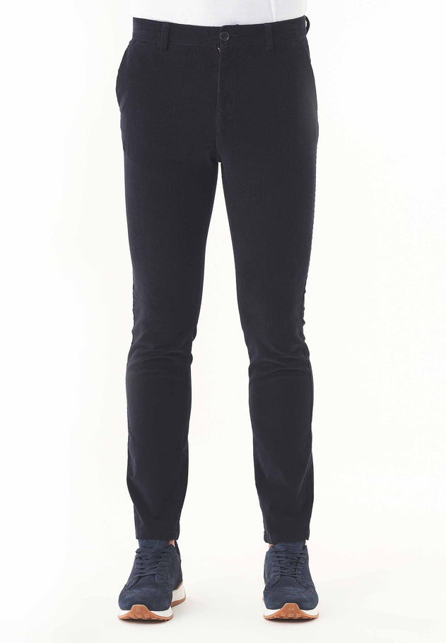 Men's Slim Fit Corduroy Trousers Dark Navy