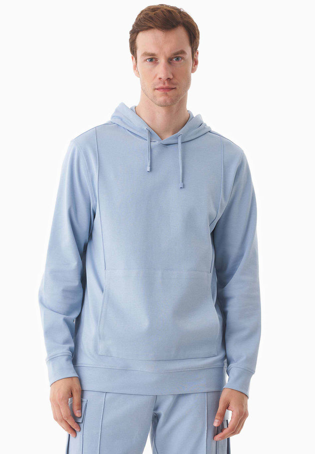 Men's Organic Cotton Pique Hoodie Ice Blue