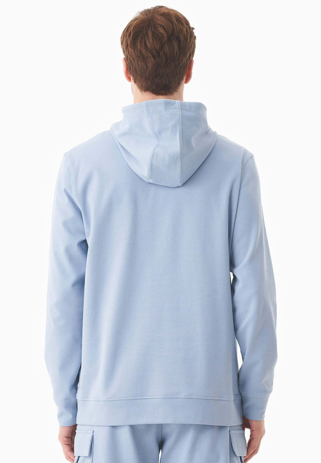 Men's Organic Cotton Pique Hoodie Ice Blue