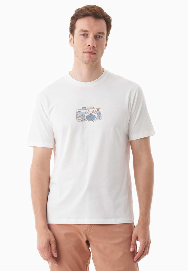 Men's Camera Organic Cotton T-Shirt Off White