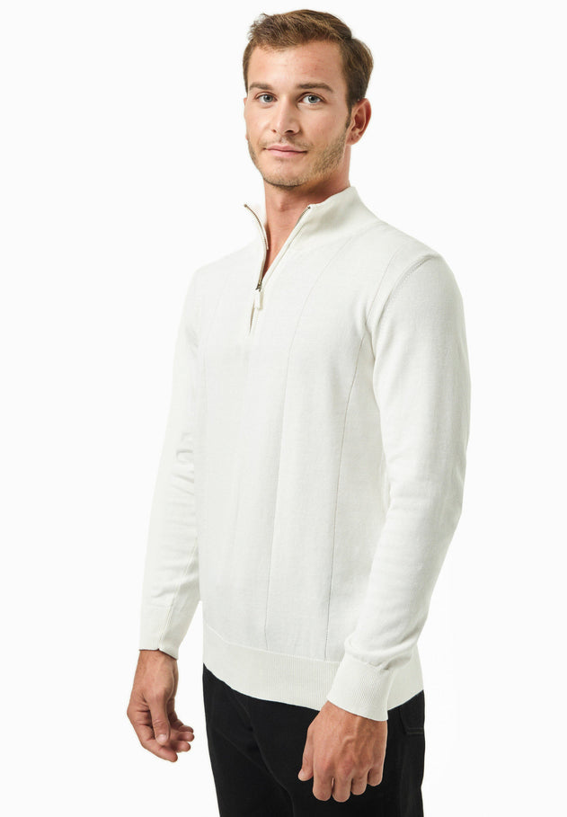 Men's Troyer Zip Sweater Off White