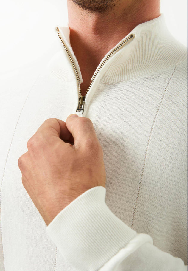 Men's Troyer Zip Sweater Off White