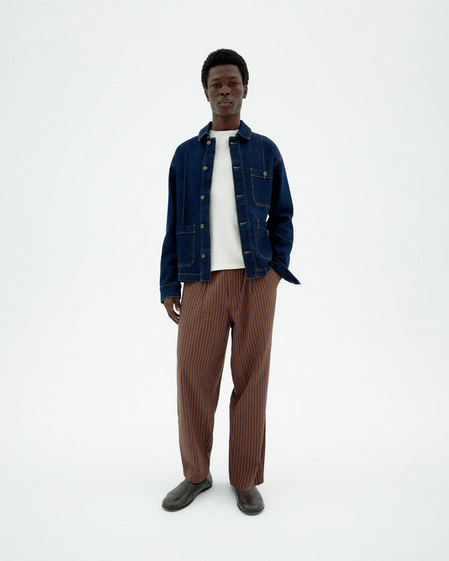 Men's Luc Loose Pants Brown Striped