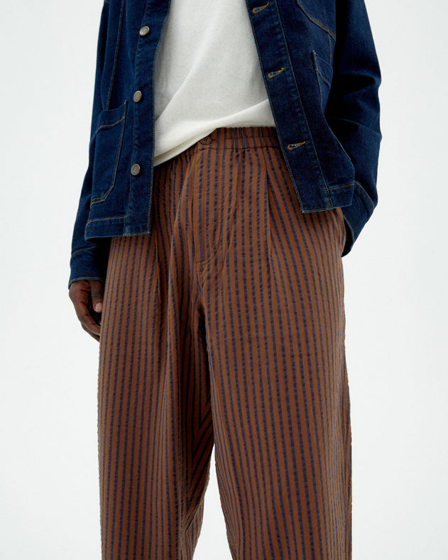 Men's Luc Loose Pants Brown Striped