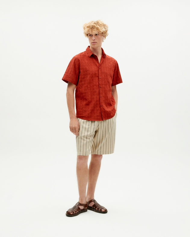 Men's Tom Button-Up Shirt Cuadrito Red