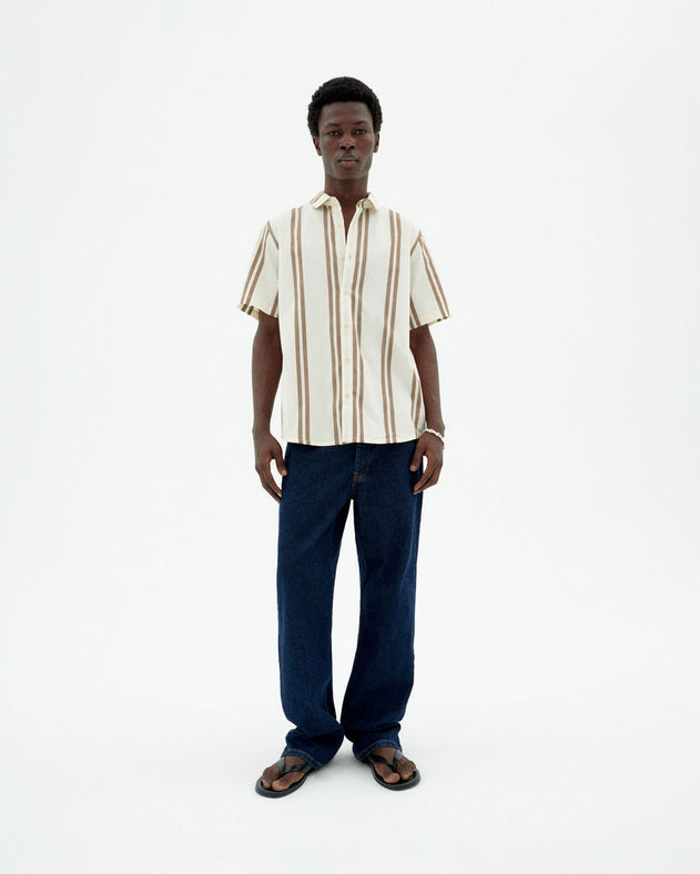 Tom Button-Up Shirt Brown Stripes