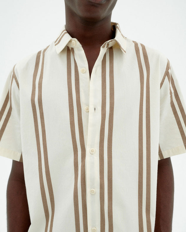 Tom Button-Up Shirt Brown Stripes