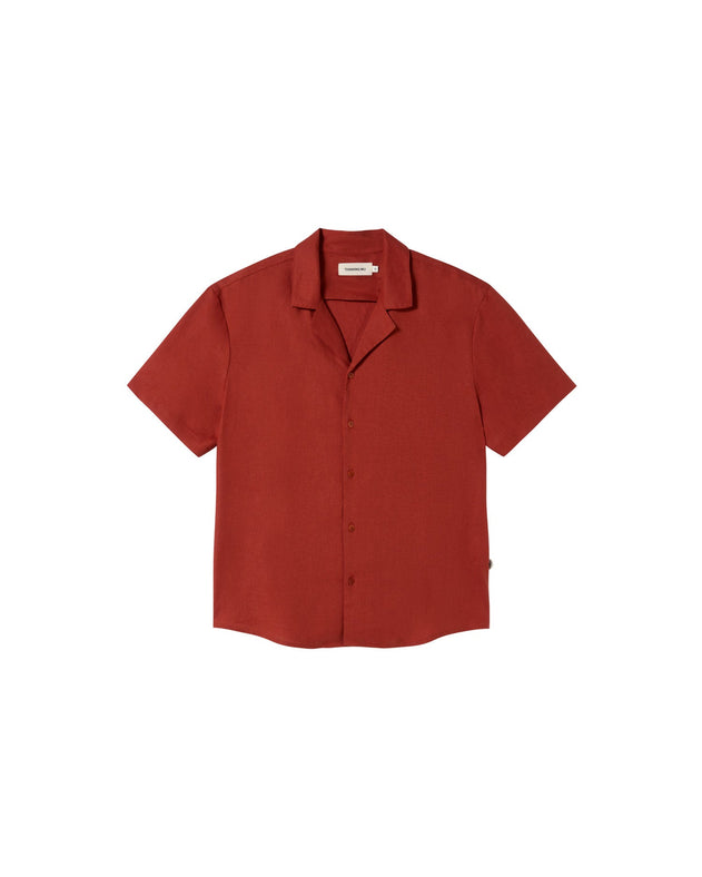 Jules Hemp Blend Button-Up Shirt Orange Red