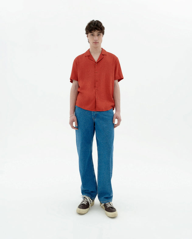 Jules Hemp Blend Button-Up Shirt Orange Red