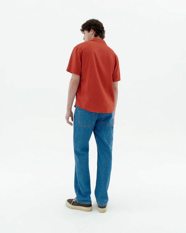 Jules Hemp Blend Button-Up Shirt Orange Red