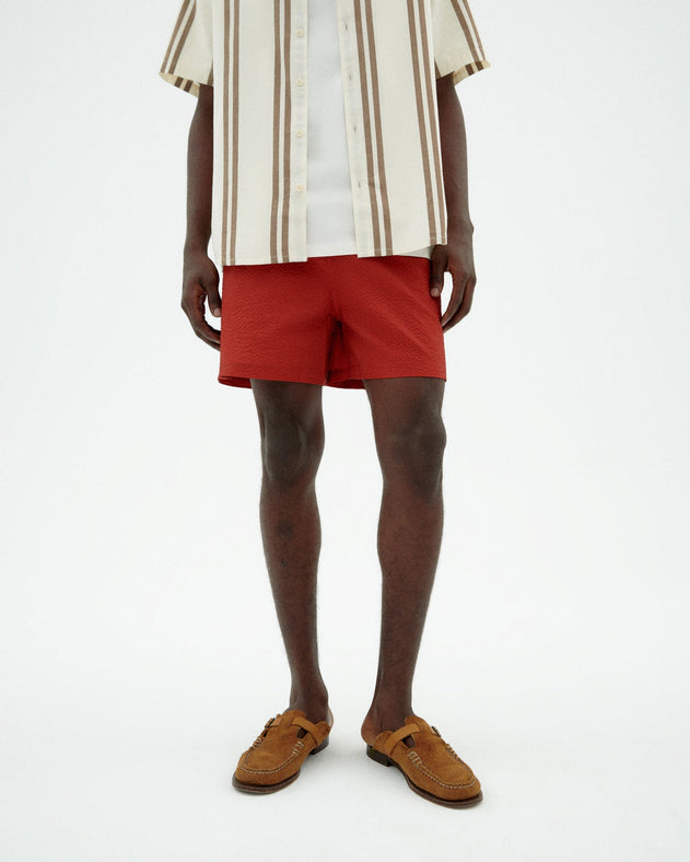 Men's Limpopo Seersucker Swim Shorts Orange Red