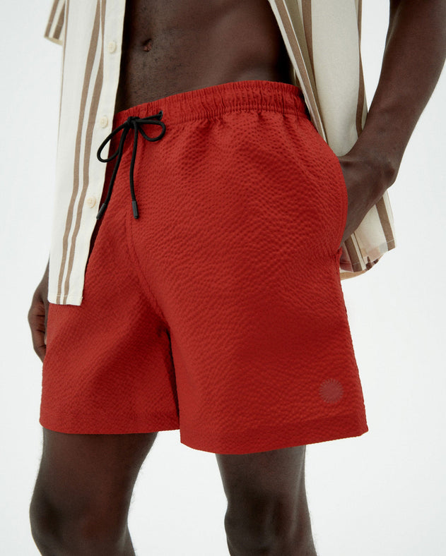 Men's Limpopo Seersucker Swim Shorts Orange Red