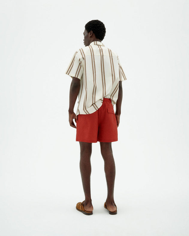 Men's Limpopo Seersucker Swim Shorts Orange Red