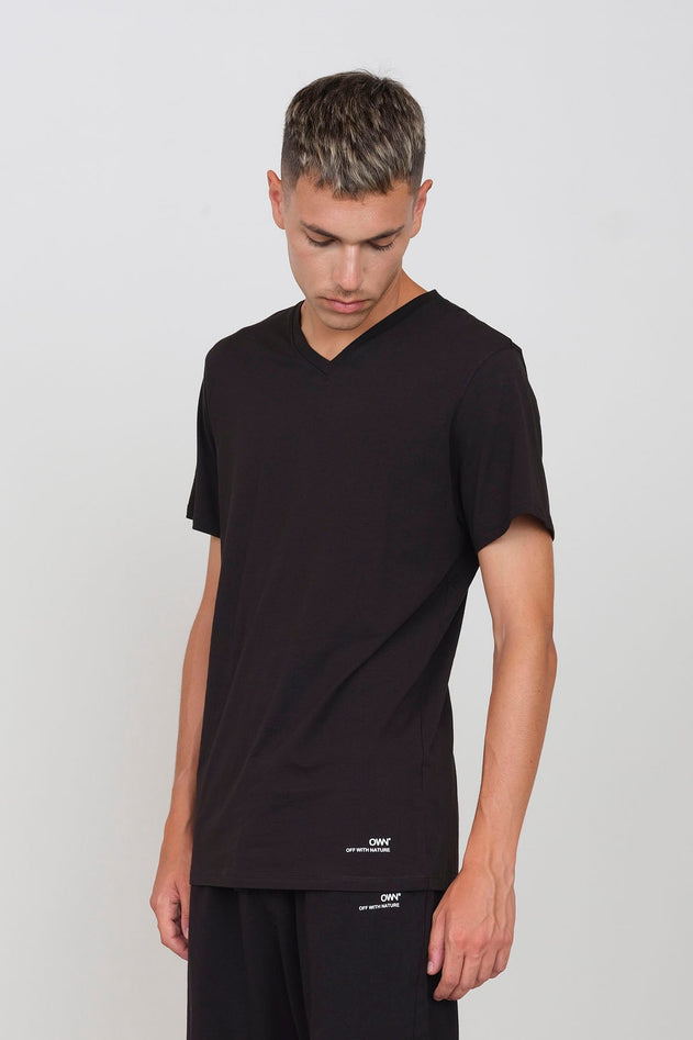 Stretch Jersey V-Neck T-Shirt Blue