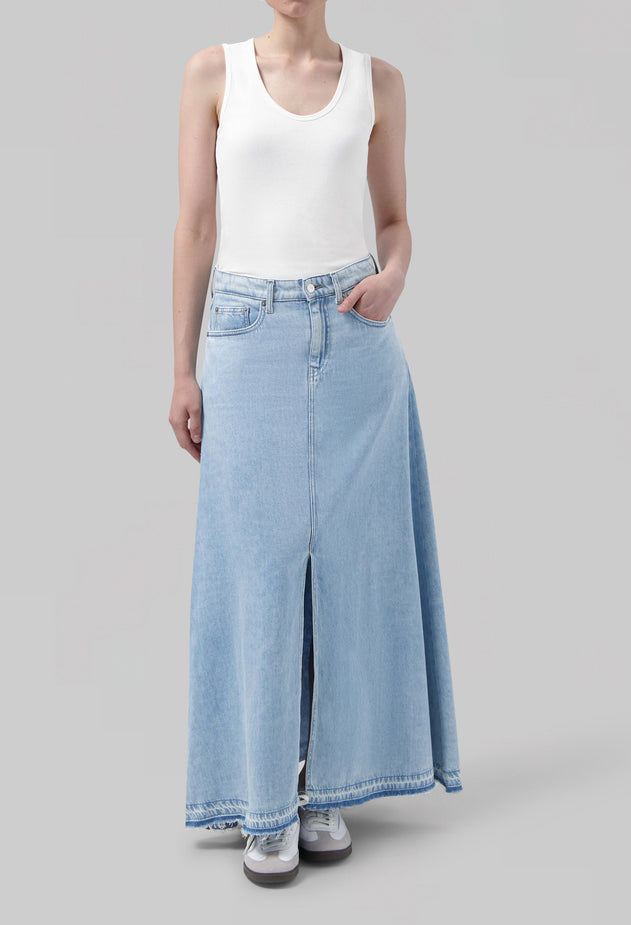 Max Loose Flow Denim Skirt Stone Vintage