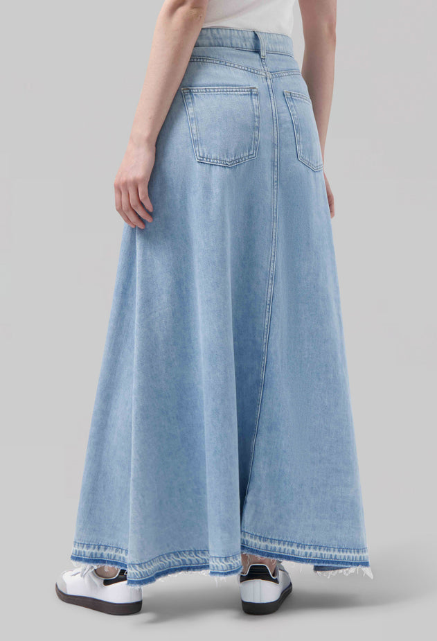 Max Loose Flow Denim Skirt Stone Vintage