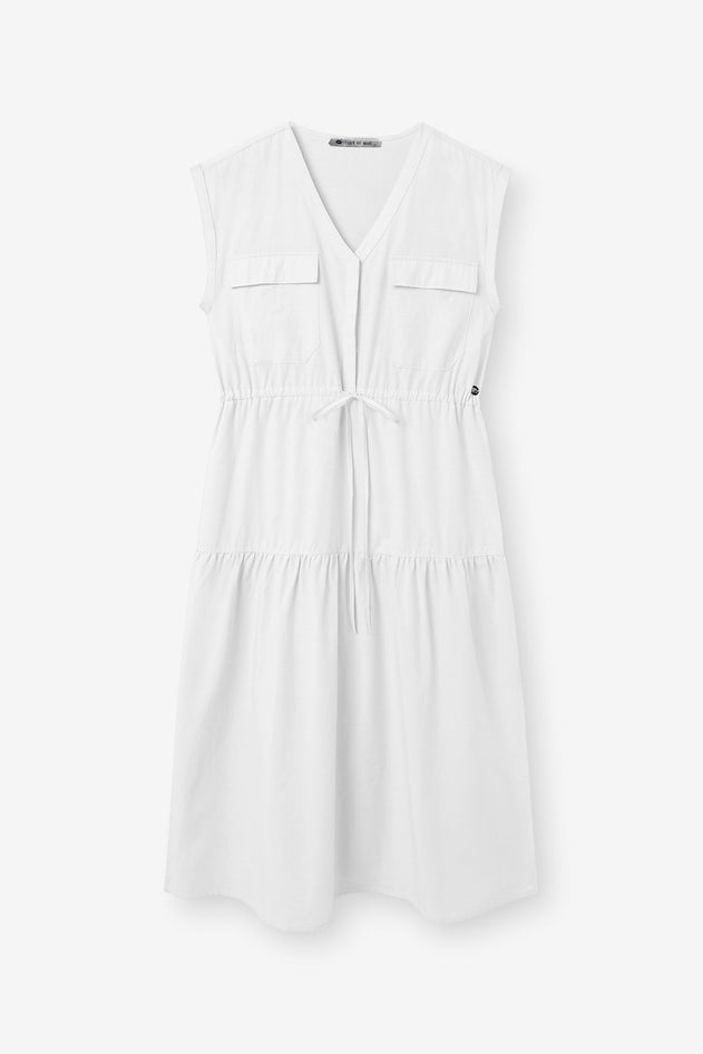 Sleeveless Tiered Dress White