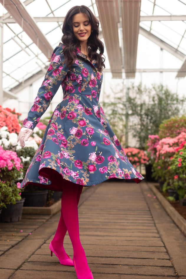 Fit and Flare Raincoat with Pleated Back Misty Rose