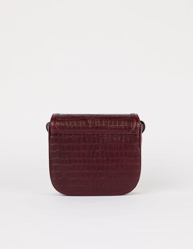 Nina Bag Croco Print Leather Dark Cherry