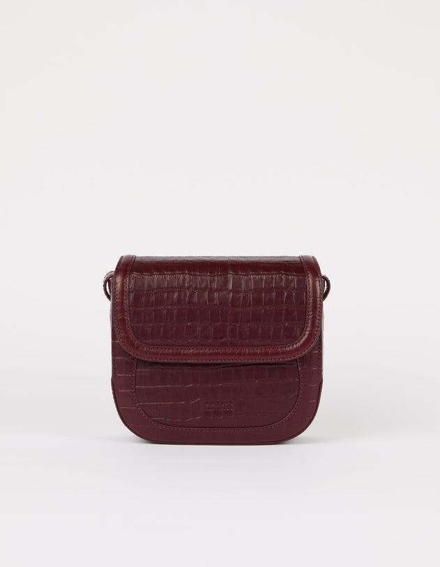 Nina Bag Croco Print Leather Dark Cherry
