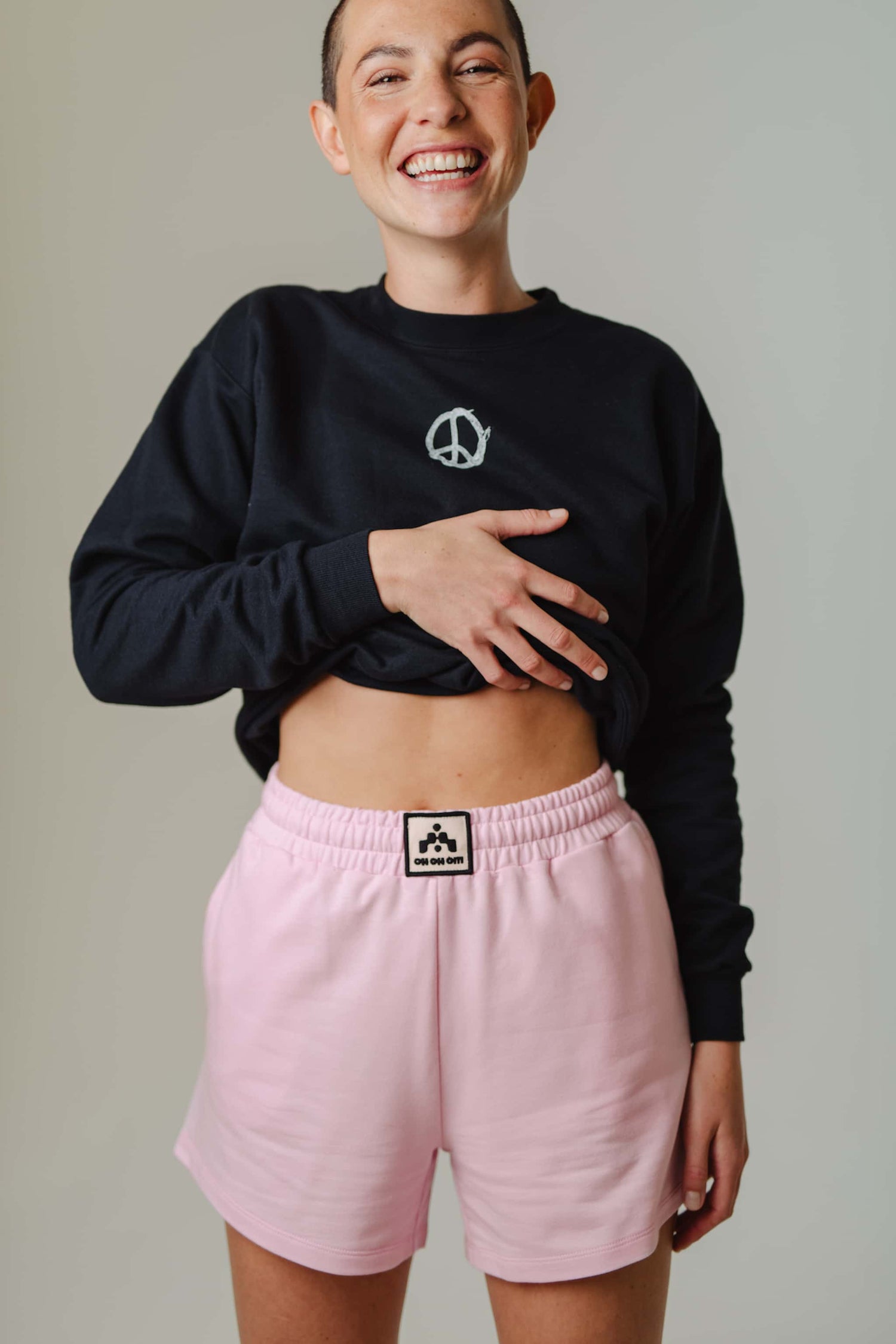 Front Label Relaxed Fit Tech Shorts Candy Pink