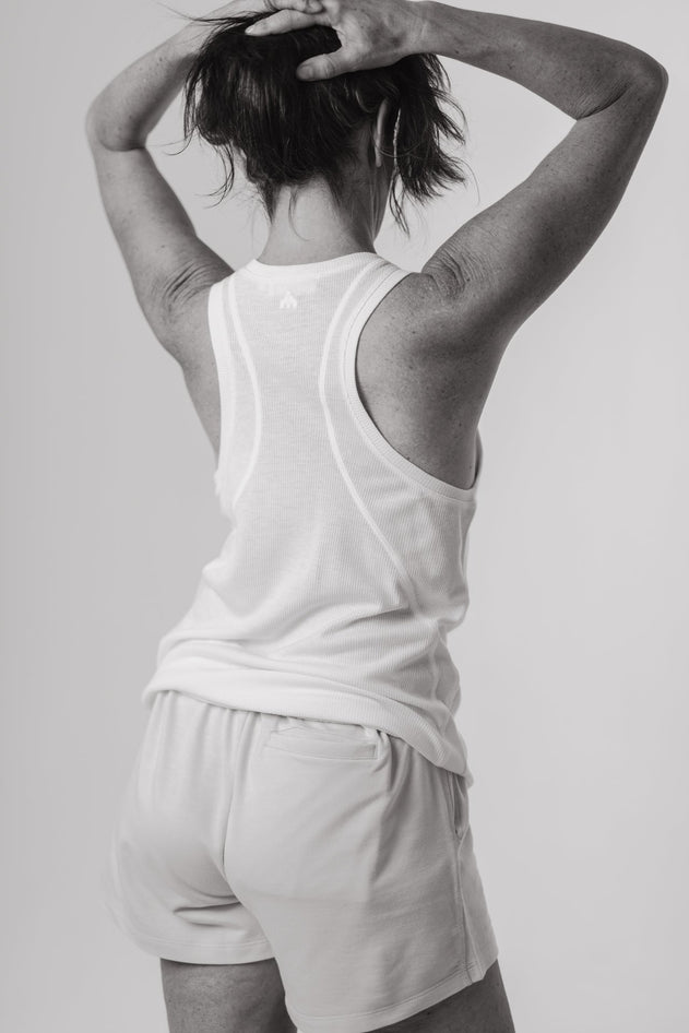 Ribbed Tech Tank Top Off White