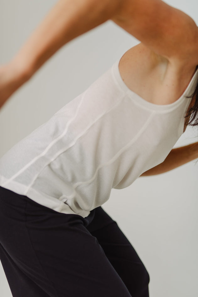 Ribbed Tech Tank Top Off White