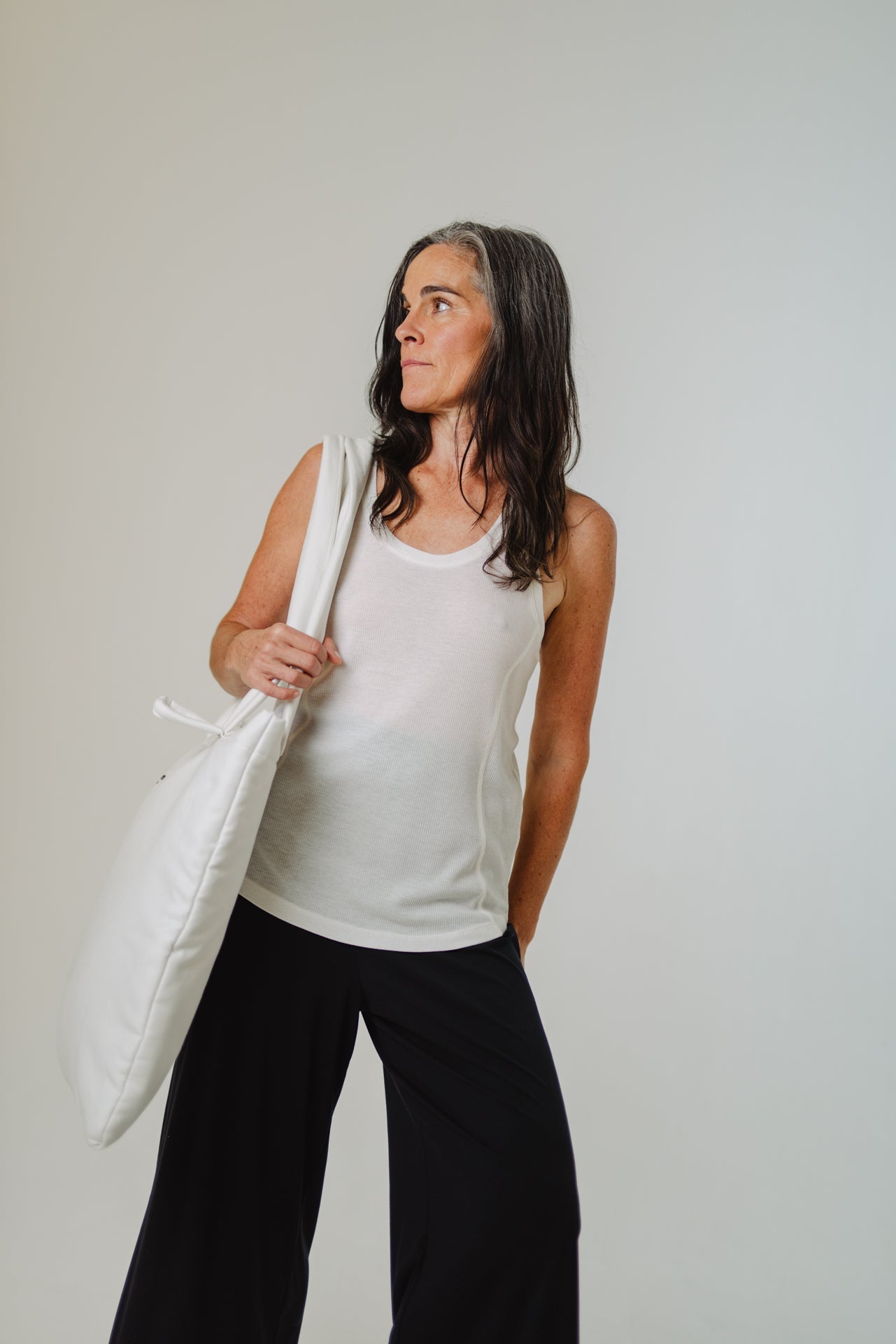 Ribbed Tech Tank Top Off White