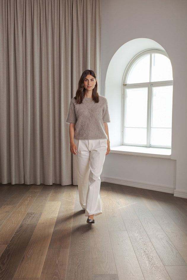 Ariel Alpaca Blend Short Sleeve Sweater Greige