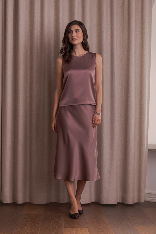 Tianna Midi Satin Skirt Mauve