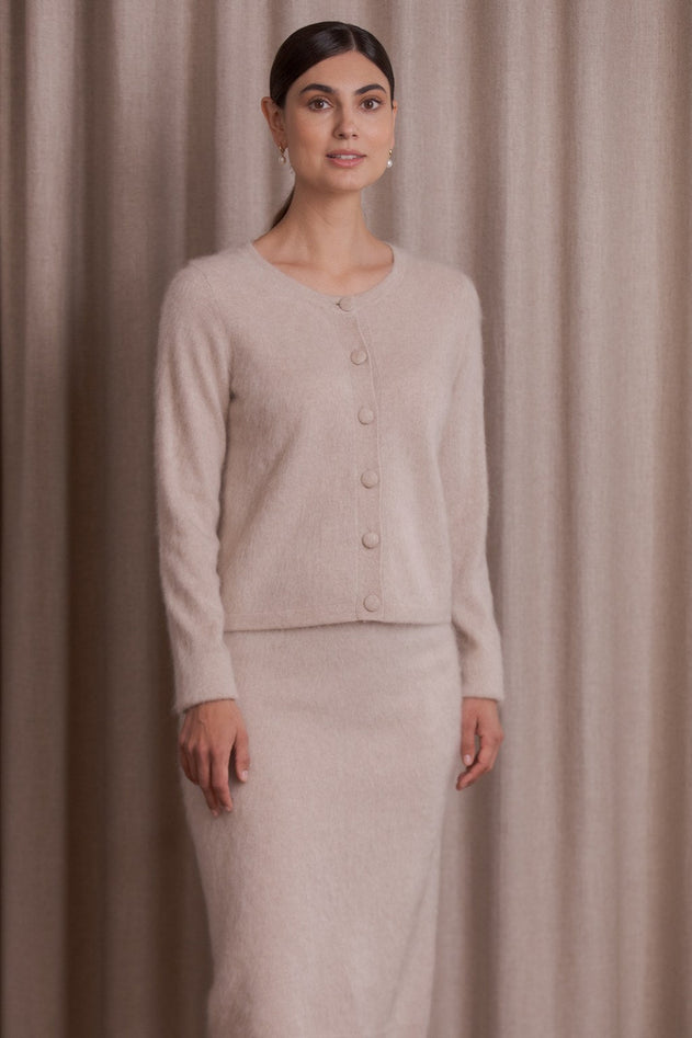 Knee-Length Cashmere Skirt Latte