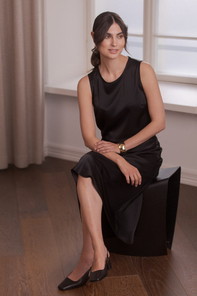 Tia Sleeveless Satin Top Black