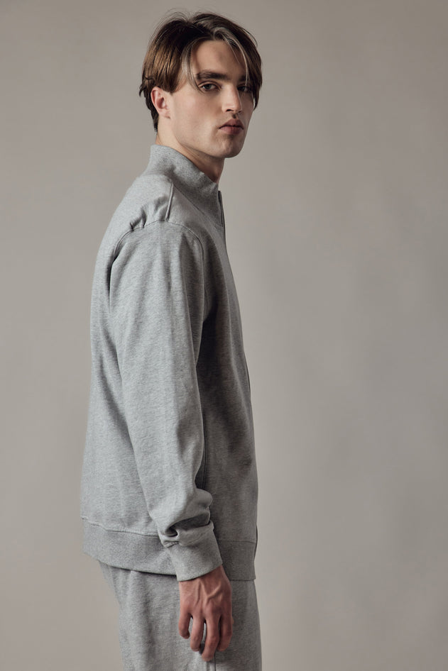 Gauze Sweatshirt With A Zipper Military Green