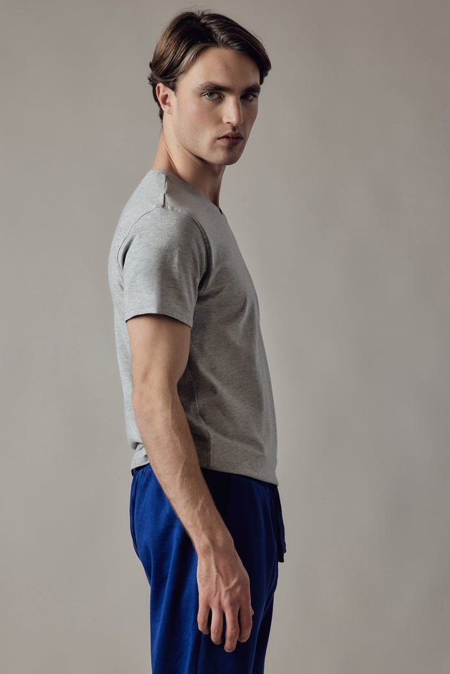 Stretch Jersey V-Neck T-Shirt Blue