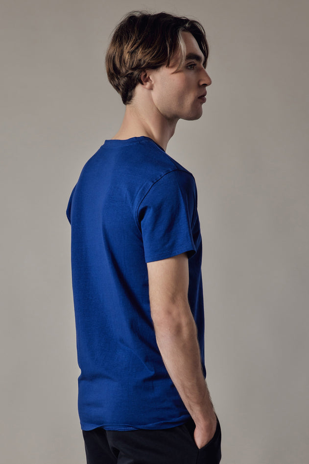 Stretch Jersey V-Neck T-Shirt Blue