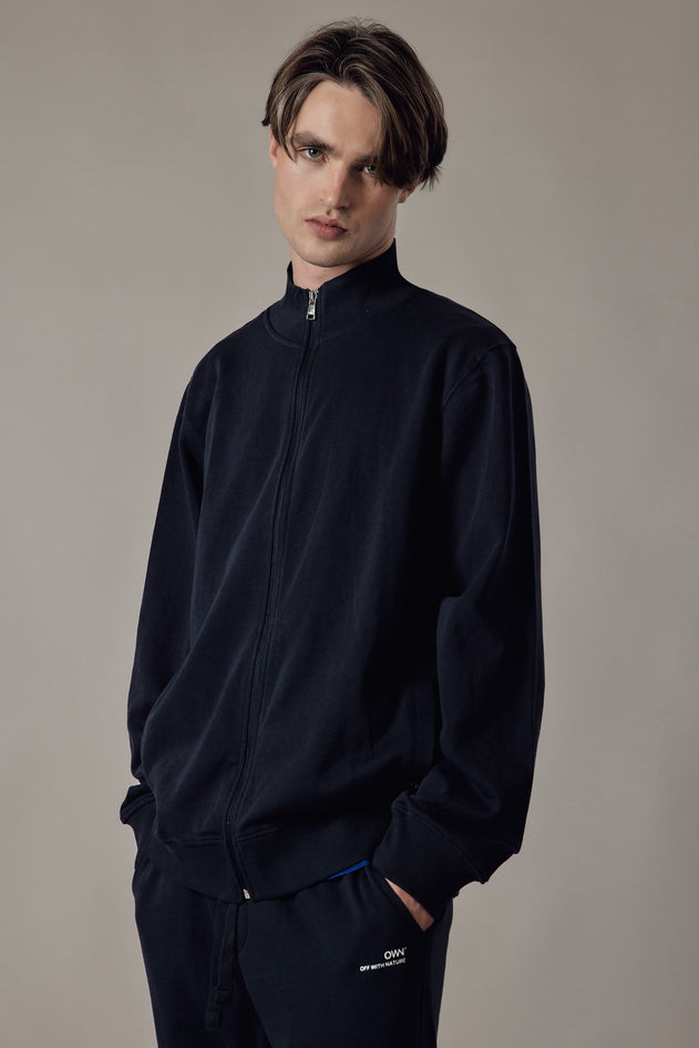 Gauze Sweatshirt With A Zipper Military Green