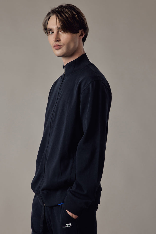 Gauze Sweatshirt With A Zipper Military Green