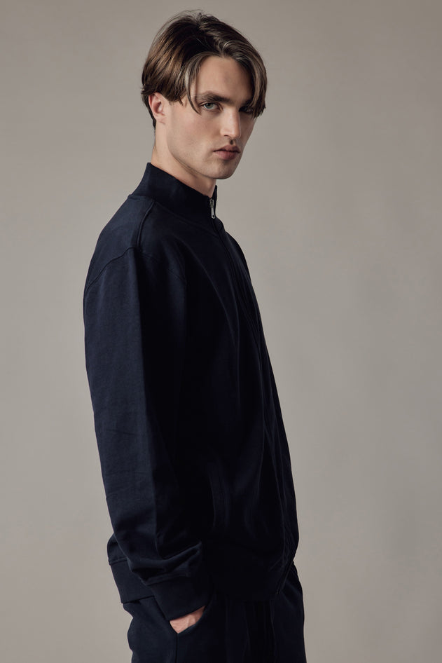 Gauze Sweatshirt With A Zipper Military Green