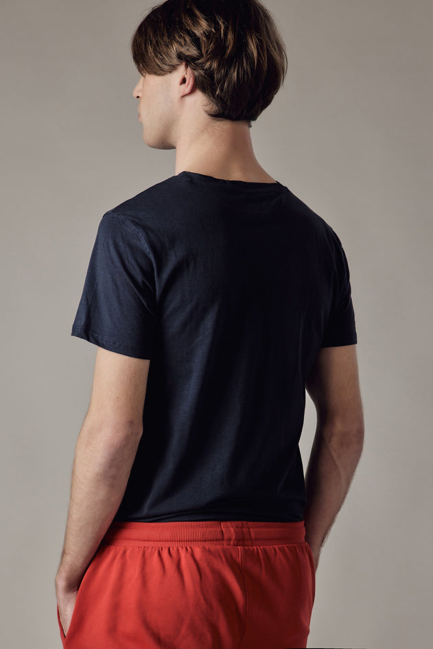 Stretch Jersey V-Neck T-Shirt Blue