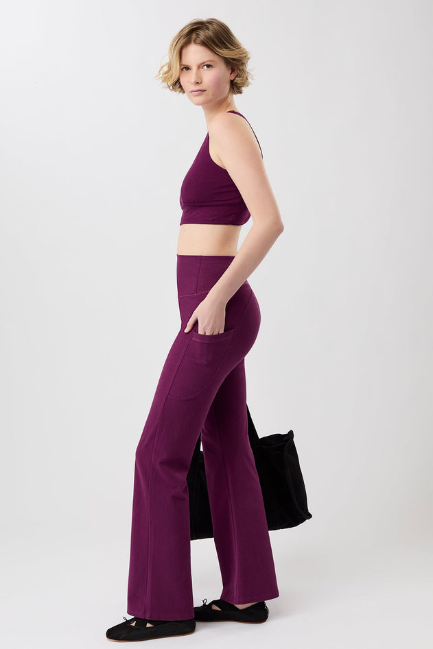 Straight Pants Black Plum