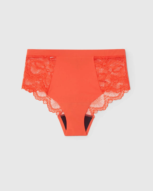 Highwaist Lace Briefs Medium Flow Period Panties Fiery Red
