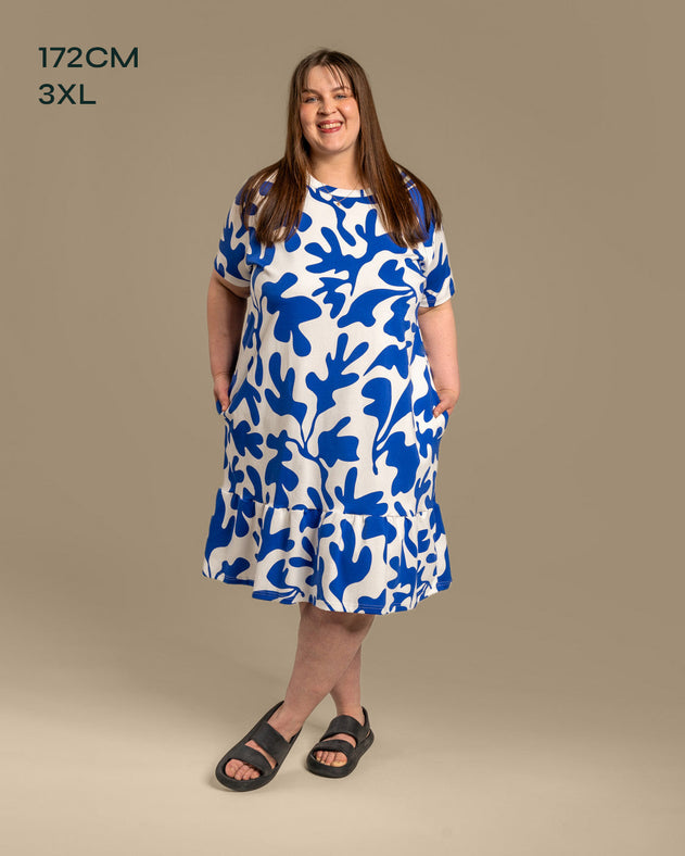 Layered Midi Dress Como Blue