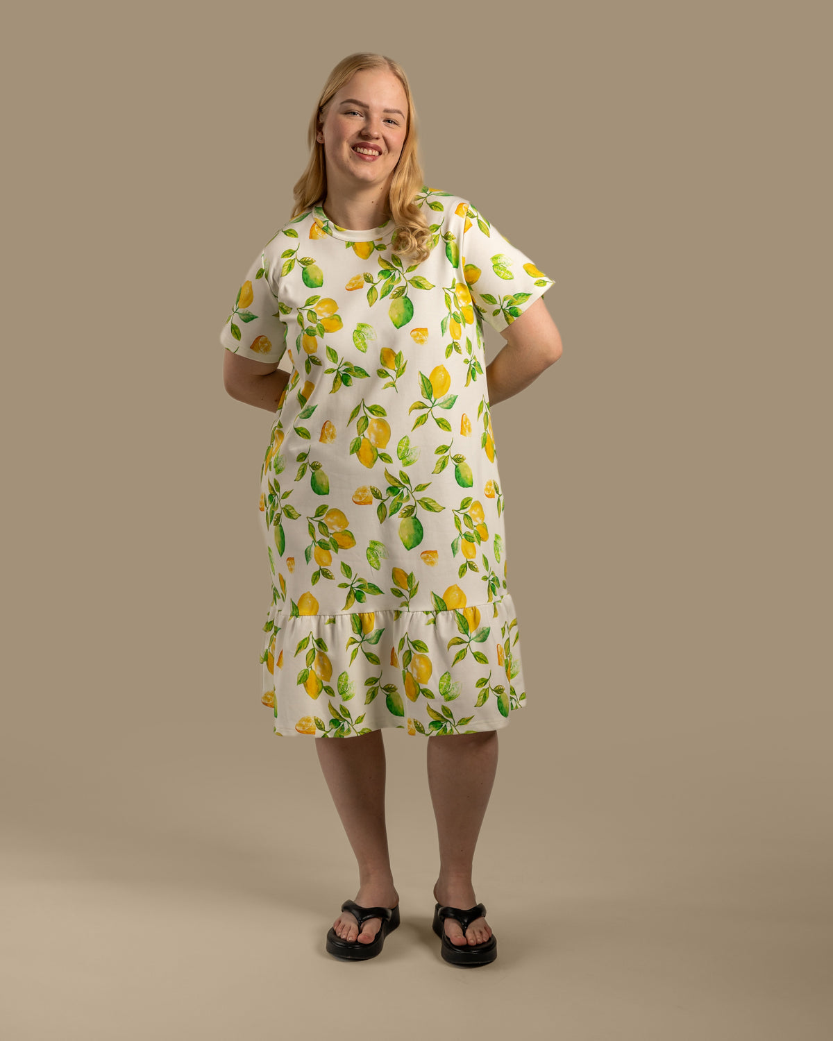 Layered Midi Dress Limone Yellow