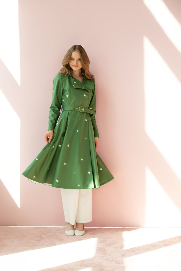 Double Breasted Trench Coat Primrose Green