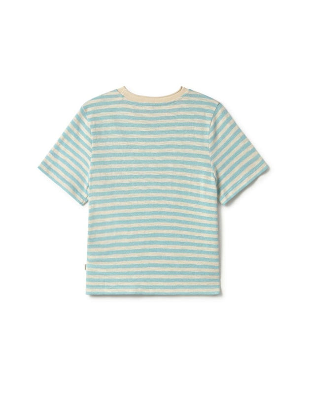 Puako T-Shirt Light Blue & Ecru Stripes - IVALO.COM