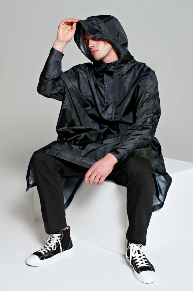 Back to Black Art Camo Rain Poncho