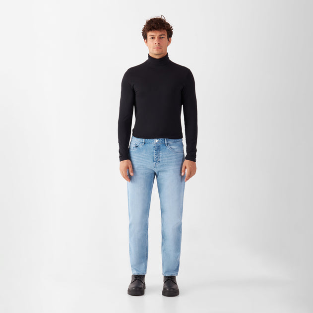 Rise Relaxed Tapered Basic Jeans Bright Blue