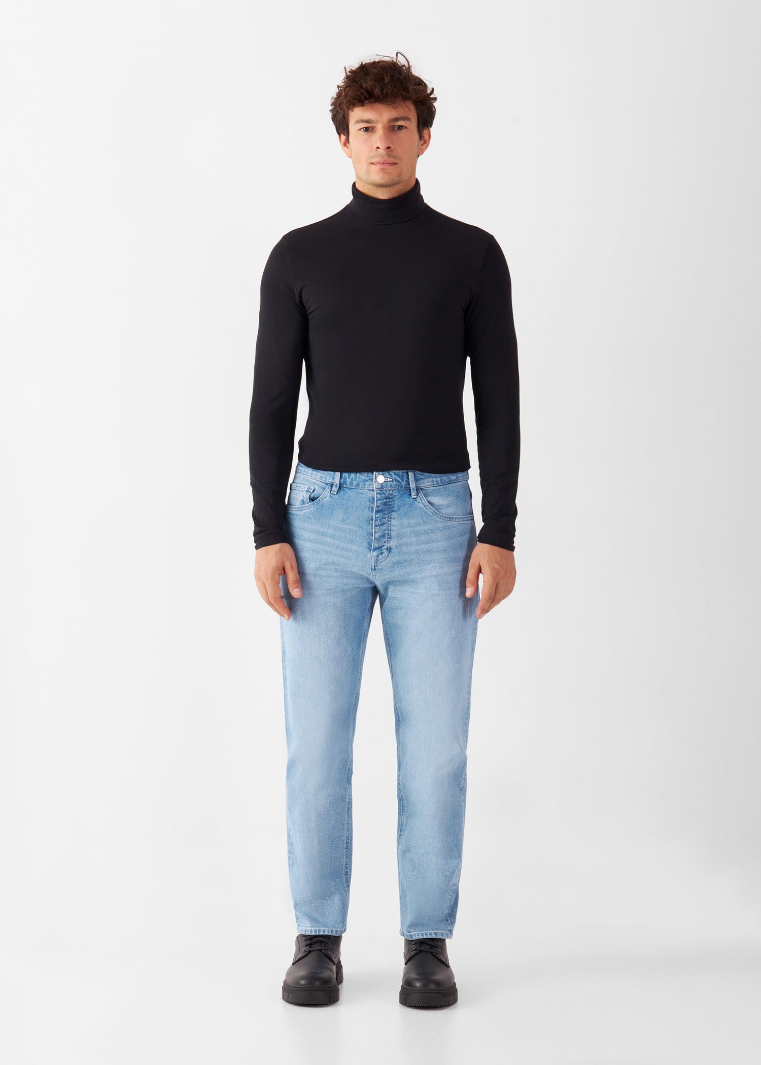Rise Relaxed Tapered Basic Jeans Bright Blue