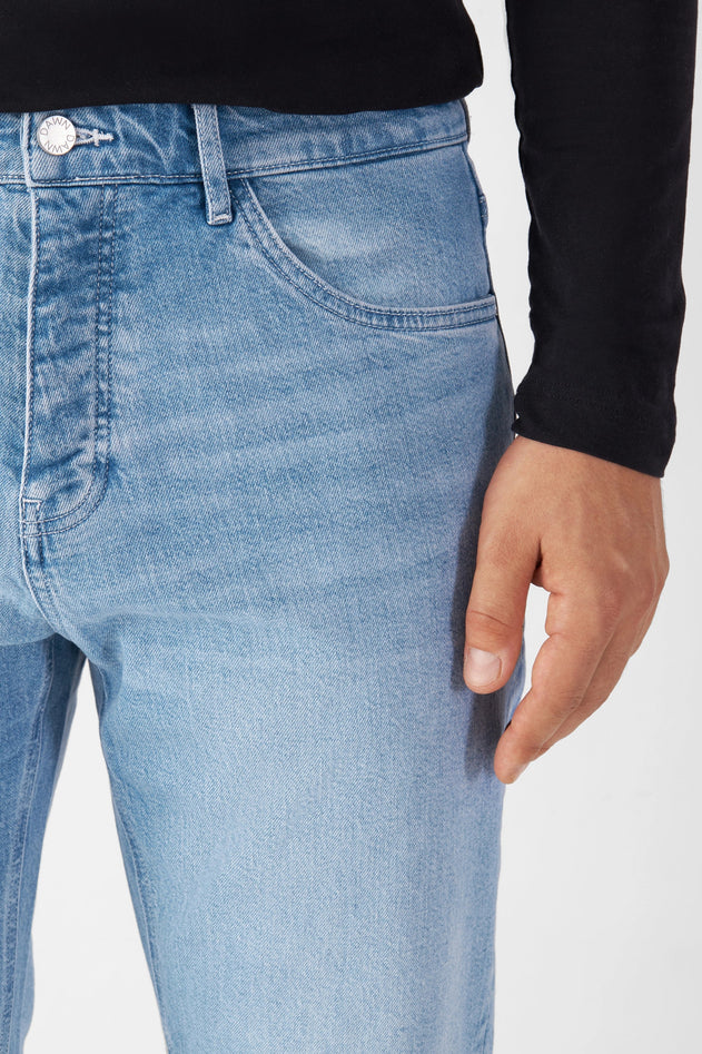 Rise Relaxed Tapered Basic Jeans Bright Blue