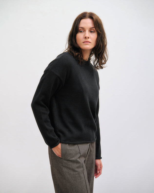 Relaxed Knit Sweatshirt Black